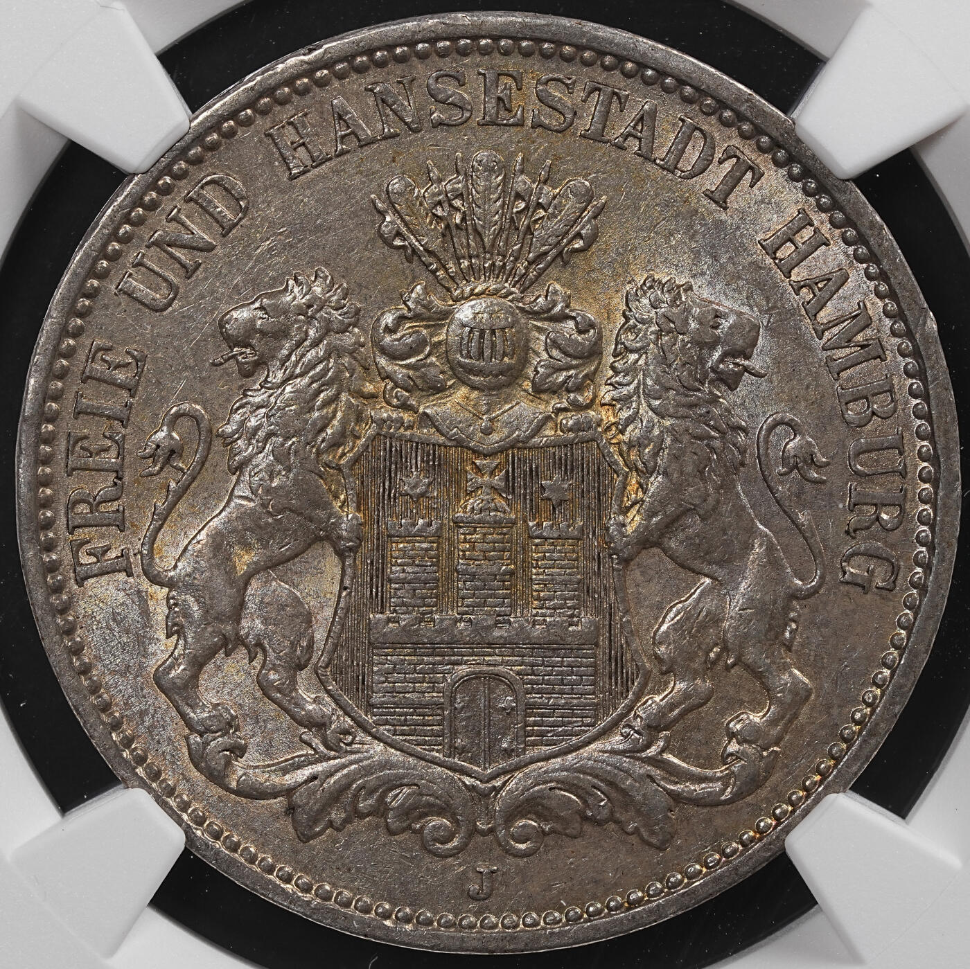 修遠堂世界钱币第八十六期 NGC AU58 1911年汉堡3马克银币