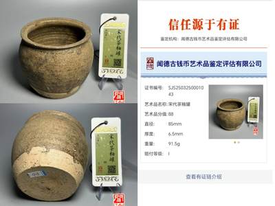 闻德评级/易生评/公博级，陶器/货币。可寄存 - 茶釉罐（带定制锦盒）