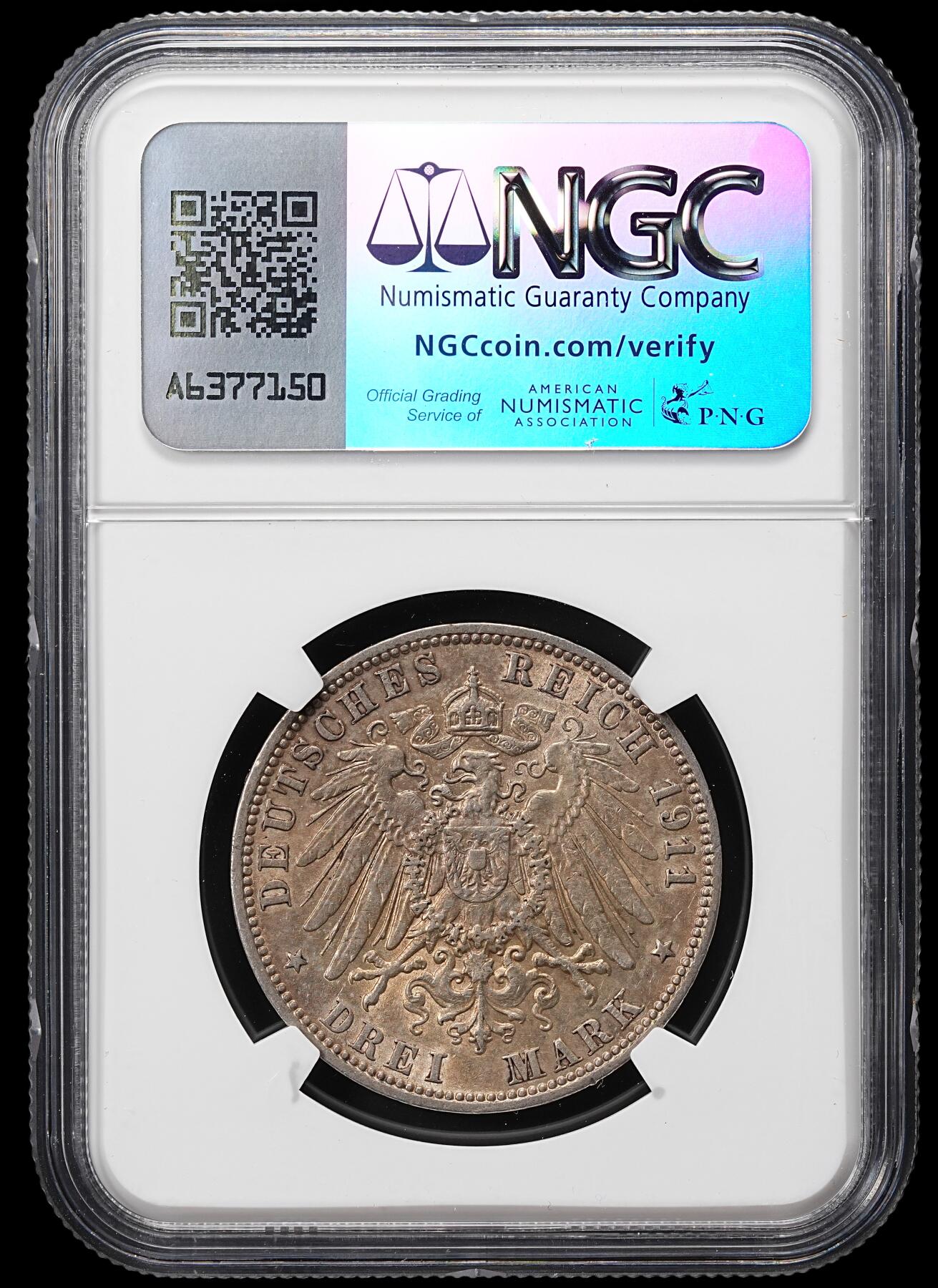 修遠堂世界钱币第八十六期 NGC AU58 1911年汉堡3马克银币