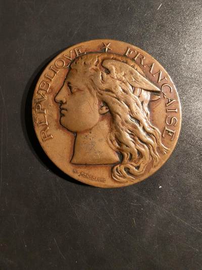 老王徽章第152期 - 法国1882农业竞赛大铜章    墨丘利造型    直径50mm.   重量61.1g