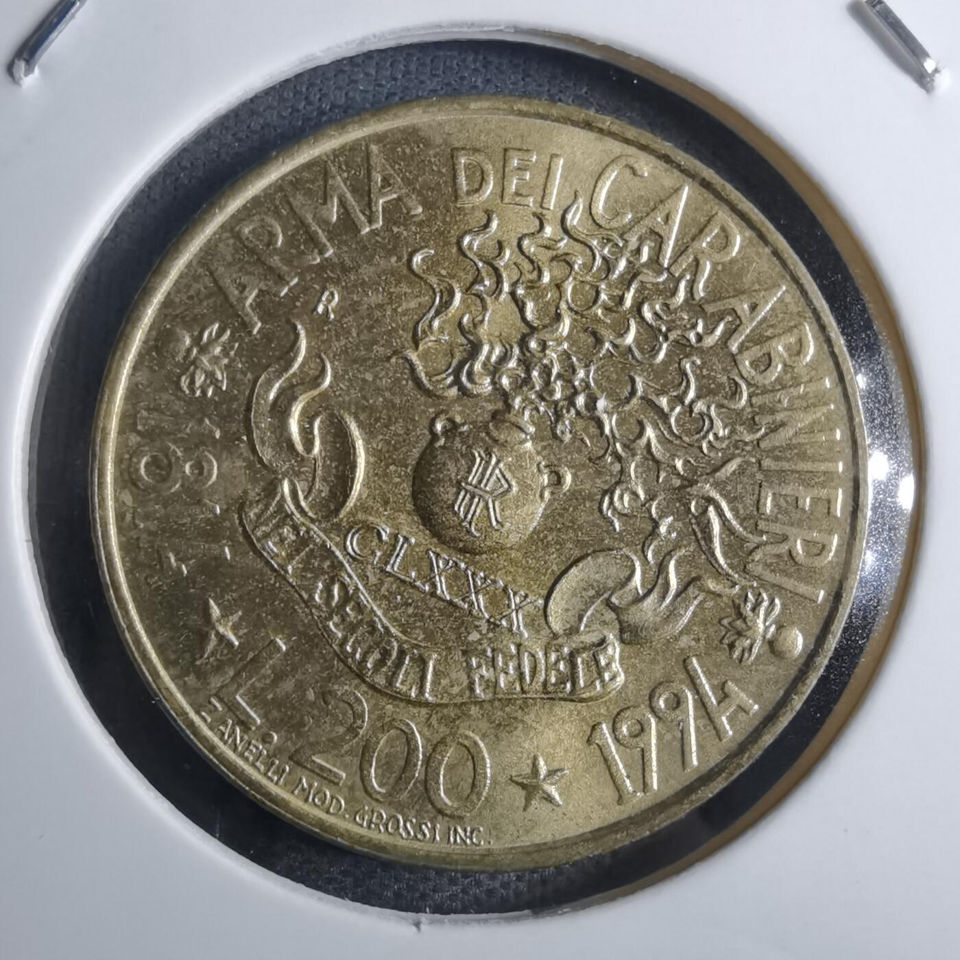 沼泽如烟--第855场 意大利1994年200里拉纪念币