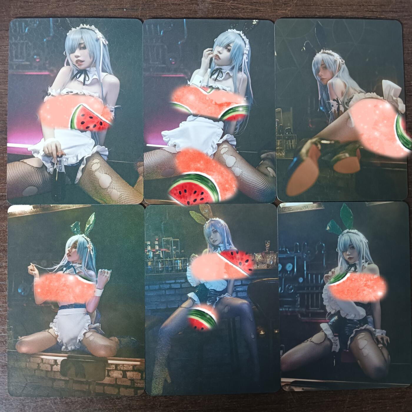 花开卡拍第40期（9月28号周日截拍，品控勿拍!!!拍品不寄存，运费5元，自制卡难免瑕疵，可能存在轻微撞角爆边等出厂瑕疵，品控介意勿拍！） 墨卡文创 艺术卡 COS套卡6张 彩闪