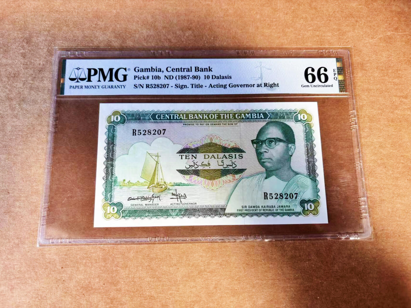 【Blue Auction】世界纸币精拍第732期——祝各位藏友国庆中秋假期快乐！ 冈比亚 1987-90年10达拉西 PMG66EPQ 
