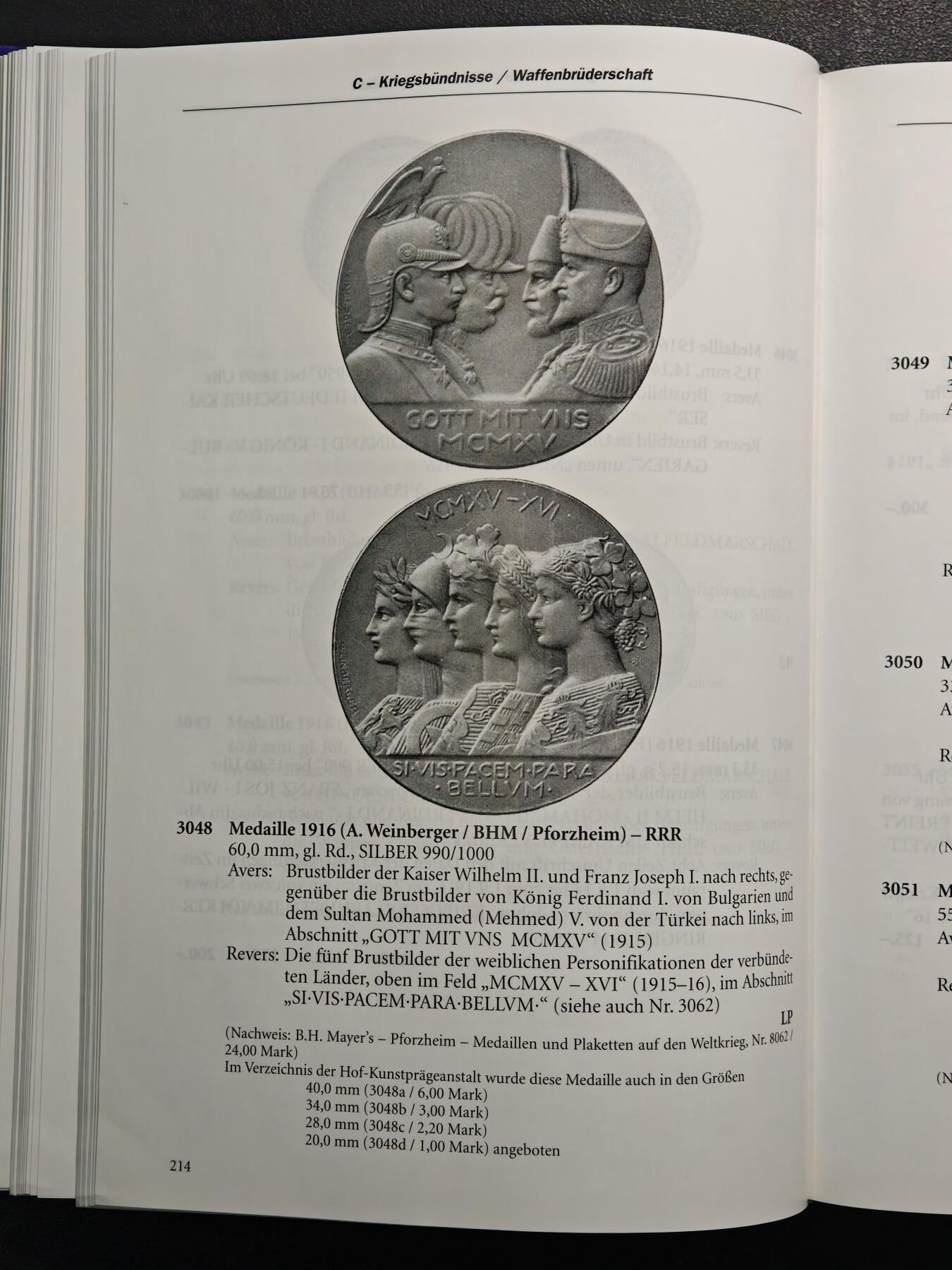 【德藏】世界币章拍卖第148期（拍品征集中~欢迎藏友联系） 97新  硬壳精装  德国一战银章目录 了解一战银章必备工具书 全书约384页