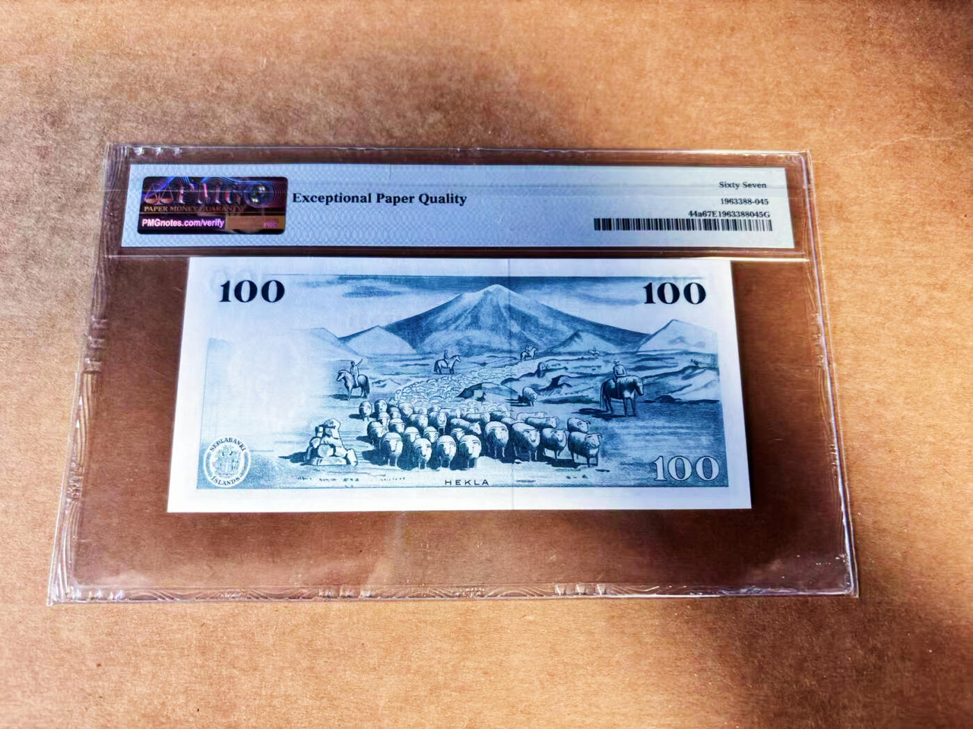 【Blue Auction】世界纸币精拍第732期——祝各位藏友国庆中秋假期快乐！ 冰岛 1961年100克朗  PMG67EPQ 