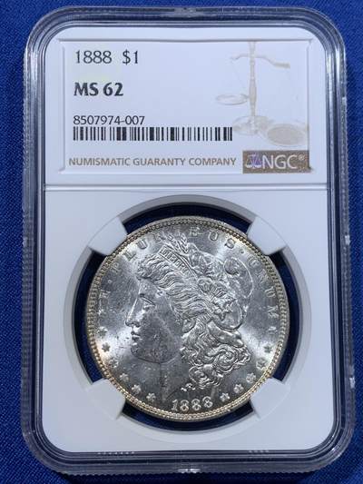 《竞宝斋》第423场 周日，周一，周二  3场连拍 （全场包邮） - NGC MS62 美国1888年摩根1美元银币