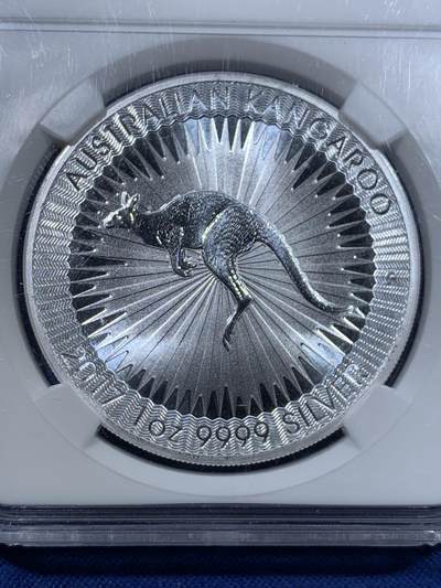 《竞宝斋》第423场 周日，周一，周二  3场连拍 （全场包邮） 澳大利亚2017年袋鼠大银币，1盎司9999足银，转光犀利，银价正加速上涨中，升值佳品