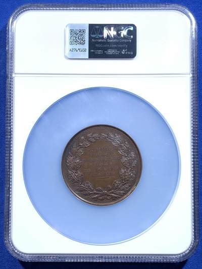 《竞宝斋》第423场 周日，周一，周二  3场连拍 （全场包邮） NGC MS63BN 法国《自然史通用大辞典》纪念铜章 高浮雕 早期船首铭 加大加厚盒