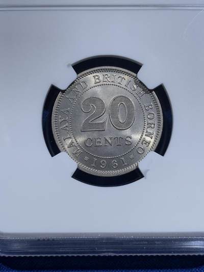 《竞宝斋》第423场 周日，周一，周二  3场连拍 （全场包邮） 三枚一组 NGC MS65-66 英属马来亚1961年5/10/20分大小面值一组 拆卷评级车轮光 收藏级的分数！