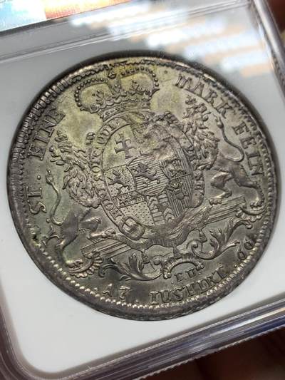 《竞宝斋》第423场 周日，周一，周二  3场连拍 （全场包邮） NGC MS62 德国 1766年 黑森卡塞尔 1泰勒大银币 深包浆 出分不易 非常难的品种 季军分 更高分仅两枚 