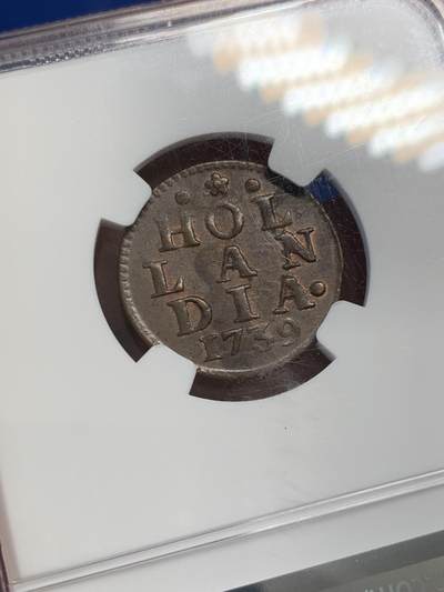 《竞宝斋》第423场 周日，周一，周二  3场连拍 （全场包邮） NGC MS61BN 1739年荷兰1duit 三百年铜币上MS极为不易且遇且珍惜