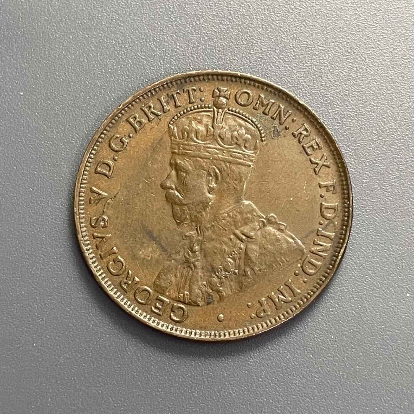 回流钱币1001-1 澳大利亚1921年乔治五世1便士 巧克力百年大铜币