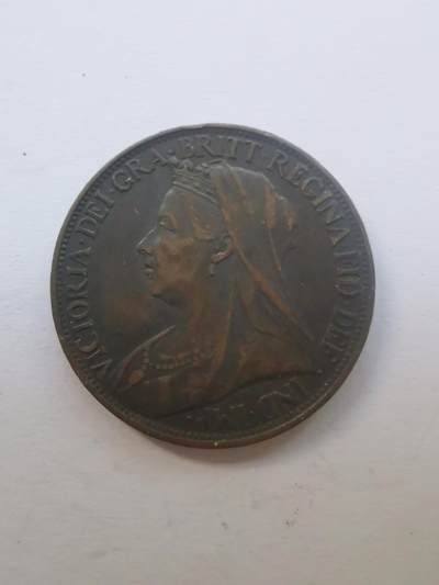 巨藏钱币第二期10月3号8点开拍古今中外硬币专场 - 英国1897年1法新铜币美品20mm-维多利亚披纱头像