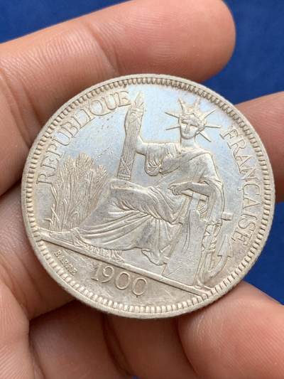 《竞宝斋》第423场 周日，周一，周二  3场连拍 （全场包邮） 法属印支1900年坐洋1皮亚斯特银币