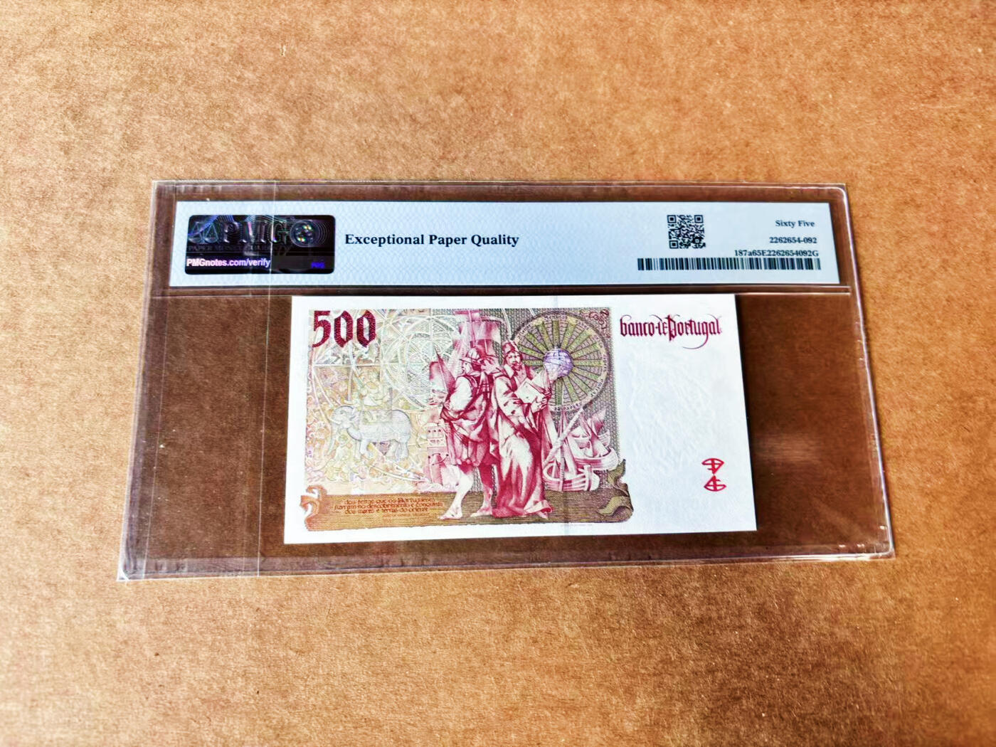 【Blue Auction】世界纸币精拍第732期——祝各位藏友国庆中秋假期快乐！ 【a版01A冠155小号】葡萄牙 1997年500埃斯库多 PMG65EPQ