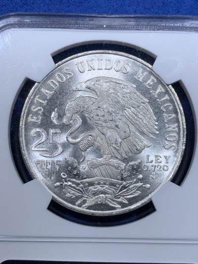 《竞宝斋》第423场 周日，周一，周二  3场连拍 （全场包邮） NGC MS67 墨西哥1968年25比索银币 经典奥运题材 币面干净 高分少见