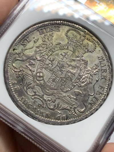 《竞宝斋》第423场 周日，周一，周二  3场连拍 （全场包邮） NGC MS62 德国 1766年 黑森卡塞尔 1泰勒大银币 深包浆 出分不易 非常难的品种 季军分 更高分仅两枚 