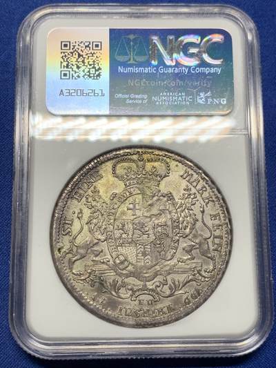 《竞宝斋》第423场 周日，周一，周二  3场连拍 （全场包邮） NGC MS62 德国 1766年 黑森卡塞尔 1泰勒大银币 深包浆 出分不易 非常难的品种 季军分 更高分仅两枚 