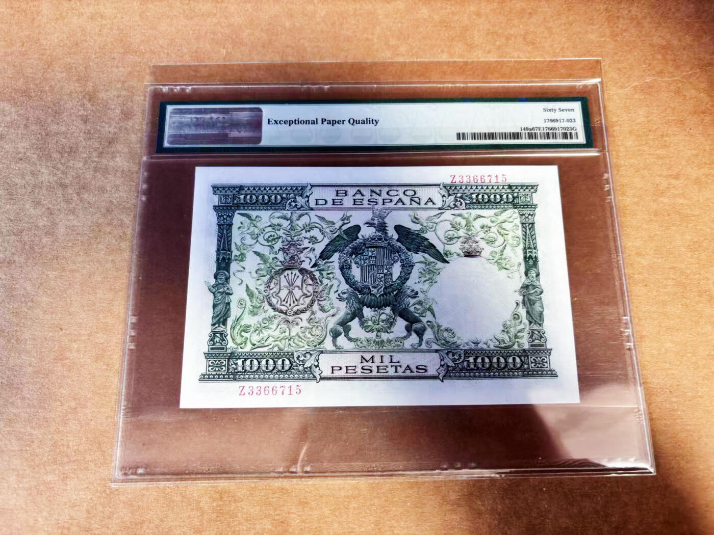 【Blue Auction】世界纸币精拍第732期——祝各位藏友国庆中秋假期快乐！ 西班牙 1957年1000比塞塔   PMG67EPQ 双王