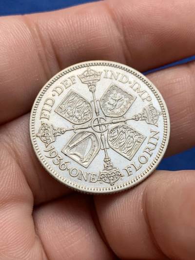 《竞宝斋》第423场 周日，周一，周二  3场连拍 （全场包邮） 英国1936年乔治五世1弗洛林银币 细节好