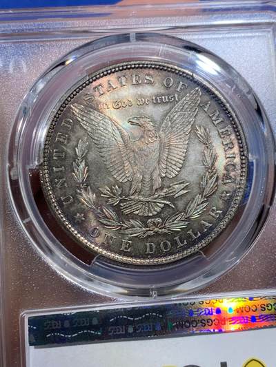 《竞宝斋》第423场 周日，周一，周二  3场连拍 （全场包邮） PCGS MS63 美国1882年摩根女神一美元银币 金属质感五彩包浆