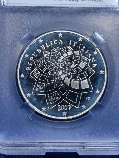 《竞宝斋》第423场 周日，周一，周二  3场连拍 （全场包邮） TQG PF66UC 意大利2007年10欧元《罗马条约》50周年精制纪念银币 22g 925银