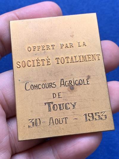 《竞宝斋》第423场 周日，周一，周二  3场连拍 （全场包邮） 索西埃泰·托塔勒芒公司颁发农业镀金铜章 71克 44.8*59.8mm 铜标