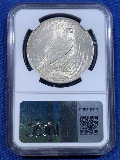 《竞宝斋》第423场 周日，周一，周二  3场连拍 （全场包邮） NGC MS63 美国1923年和平银元，细节清晰，原光品质