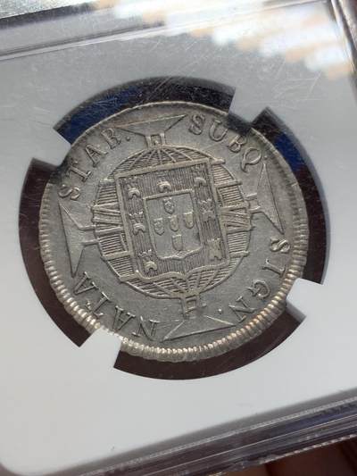 《竞宝斋》第423场 周日，周一，周二  3场连拍 （全场包邮） NGC XF45 葡属巴西 1818R 320R 银币 ngc官网xf品建议价250美元