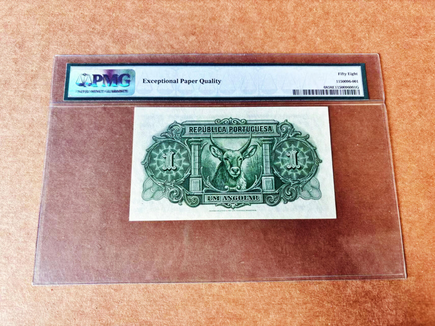 【Blue Auction】世界纸币精拍第732期——祝各位藏友国庆中秋假期快乐！ 安哥拉 早期 1942年1Angolar PMG58EPQ 少见品种 对光无黑线状态佳 满版水印 老壳超大壳