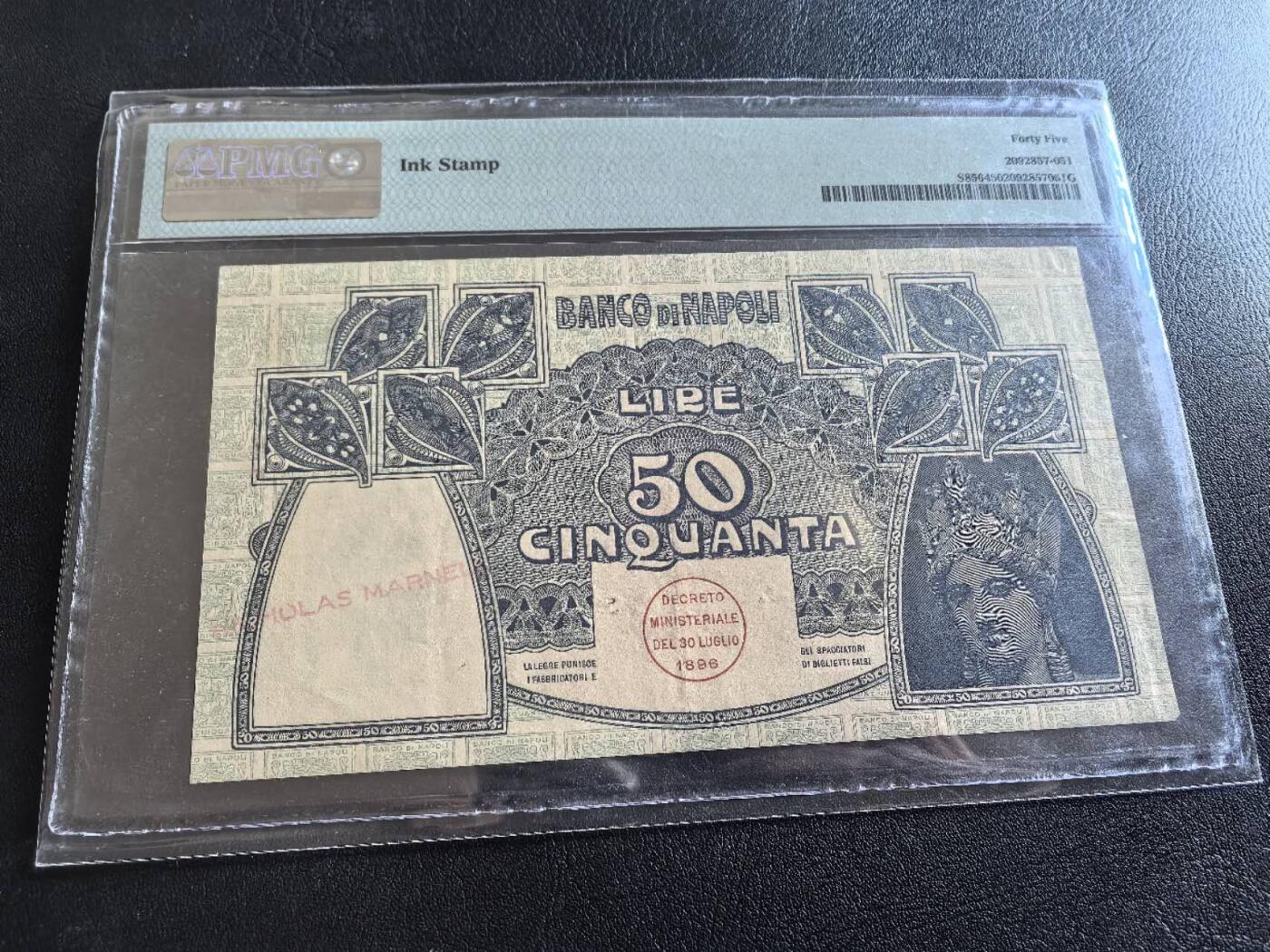 Triple S 第65期 1915意大利那不勒斯银行50里拉，3张更高分