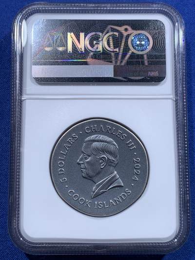 《竞宝斋》第423场 周日，周一，周二  3场连拍 （全场包邮） 首期 NGC MS70ANTIQUED 库克2024年发行古希腊货币5（超高浮雕狮鹫设计）仿古银币（CIT重现千年货币复刻：1盎司克重，999纯银，33MM，限量999枚，盒证齐全）加厚盒