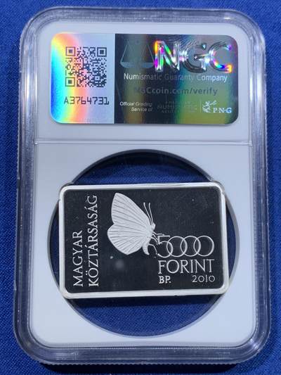 《竞宝斋》第423场 周日，周一，周二  3场连拍 （全场包邮） NGC PF69UC 克劳斯获奖币2010匈牙利奥赛格国家公园5000福林银币