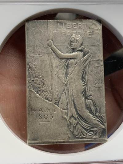 《竞宝斋》第423场 周日，周一，周二  3场连拍 （全场包邮） NGC MS65 1903年瑞士联邦成立百年矩形纪念银章