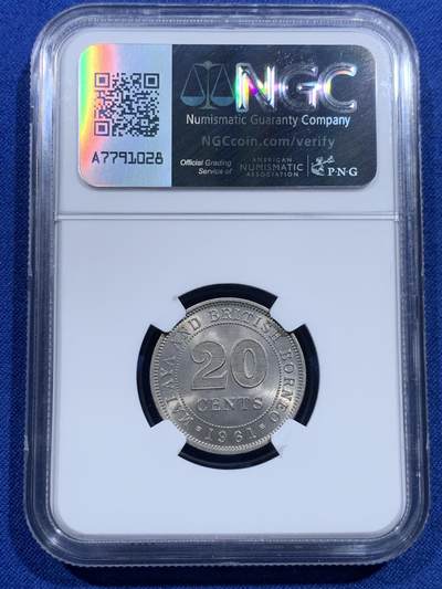 《竞宝斋》第423场 周日，周一，周二  3场连拍 （全场包邮） 三枚一组 NGC MS65-66 英属马来亚1961年5/10/20分大小面值一组 拆卷评级车轮光 收藏级的分数！