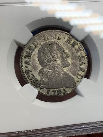 《竞宝斋》第423场 周日，周一，周二  3场连拍 （全场包邮） NGC F15 意大利1795年撒丁王国维托里奥阿玛迪奥三世20Sol银币 稀少品 有分不易