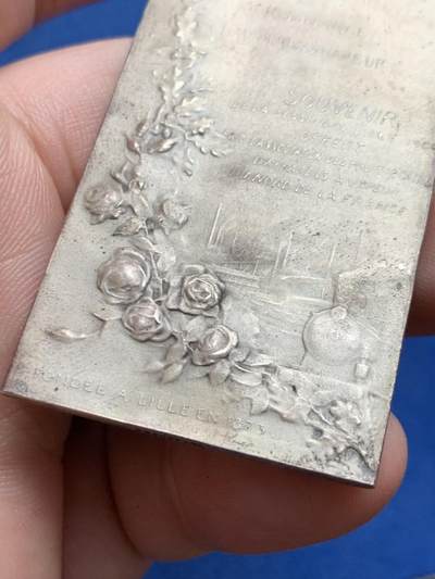 《竞宝斋》第423场 周日，周一，周二  3场连拍 （全场包邮） 名家VP. Dautel 1908年作纪念里尔大会 · 法国蒸汽设备业主协会纪念银章 57.2克 34*64.5mm 带原盒 丰饶角1银 银质稀有 状态差点的 4000成交记录