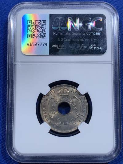 《竞宝斋》第423场 周日，周一，周二  3场连拍 （全场包邮） 两枚一组 NGC MS64 英属西非1936年爱德华八世1/2便士镍币 爱八经典品种 高分少见