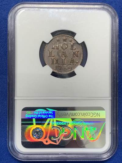 《竞宝斋》第423场 周日，周一，周二  3场连拍 （全场包邮） NGC MS61BN 1739年荷兰1duit 三百年铜币上MS极为不易且遇且珍惜