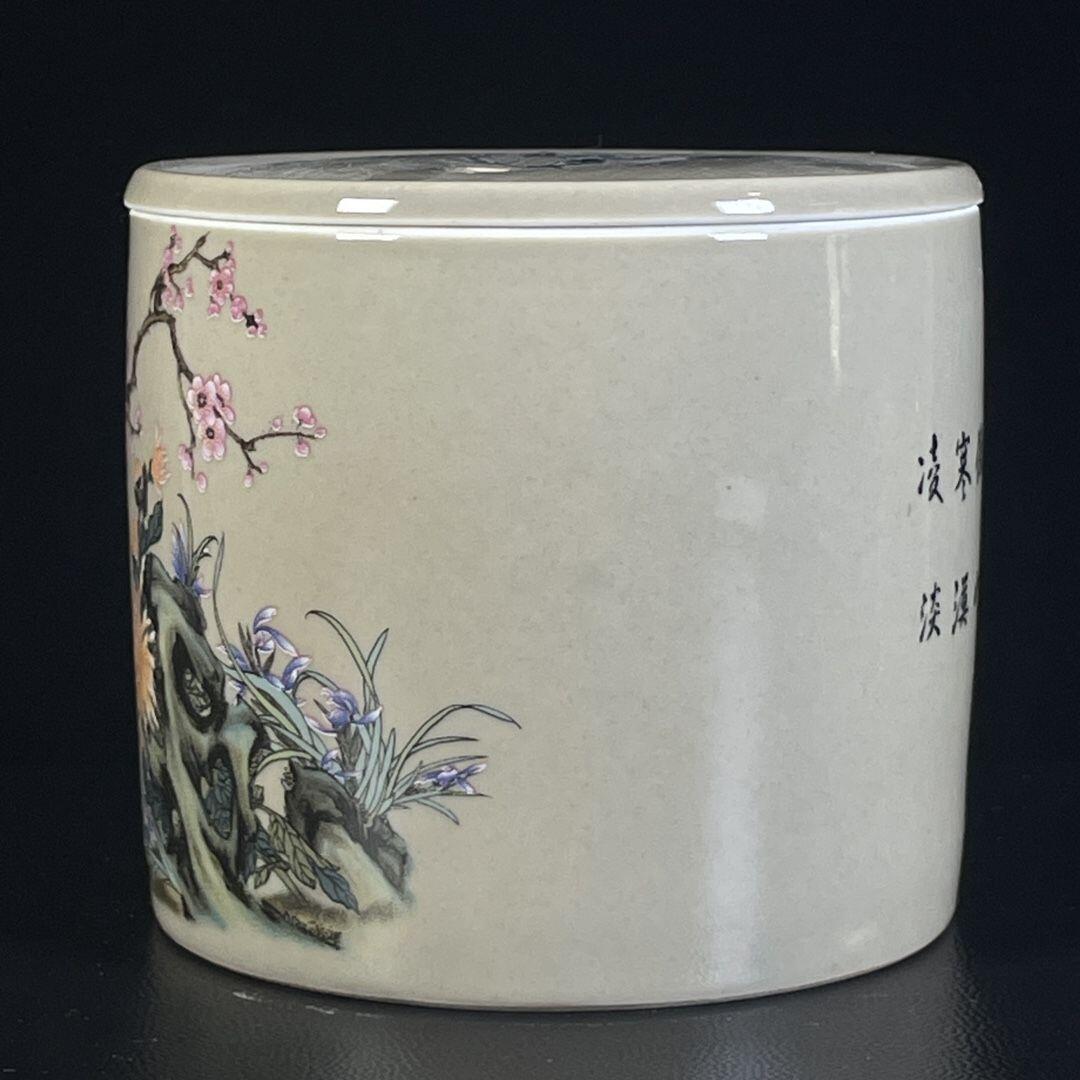 精品老瓷器专场 粉彩花卉盖罐仿古陶瓷