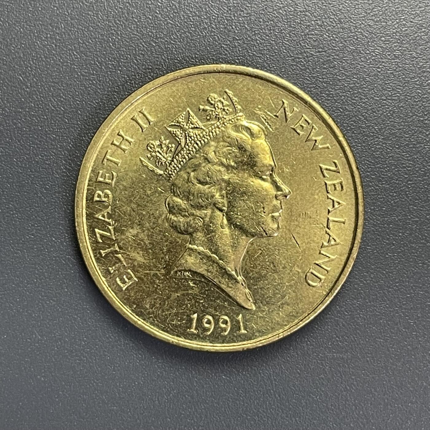 回流钱币1001-1 全新新西兰1991年2元铜币 白鹭