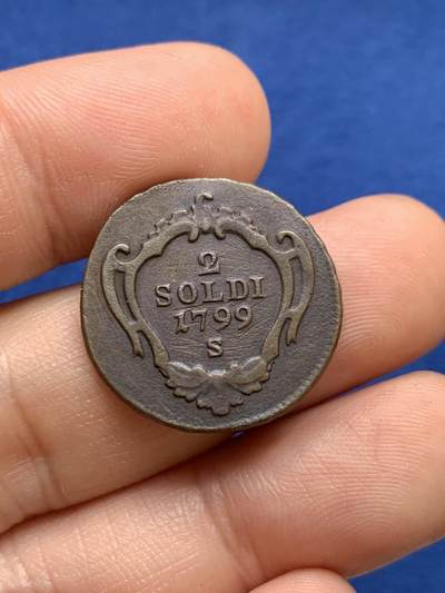 《竞宝斋》第423场 周日，周一，周二  3场连拍 （全场包邮） 两枚一组 奥占意大利北部邦国戈里齐亚铜质辅币：1764年1/2索尔多（币胚缺陷），1799年1索尔多，VF品