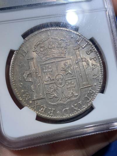 《竞宝斋》第423场 周日，周一，周二  3场连拍 （全场包邮） NGC UNCD 墨西哥1808年卡洛斯四世8里亚尔大银币 带转光 细节极佳 热门品种