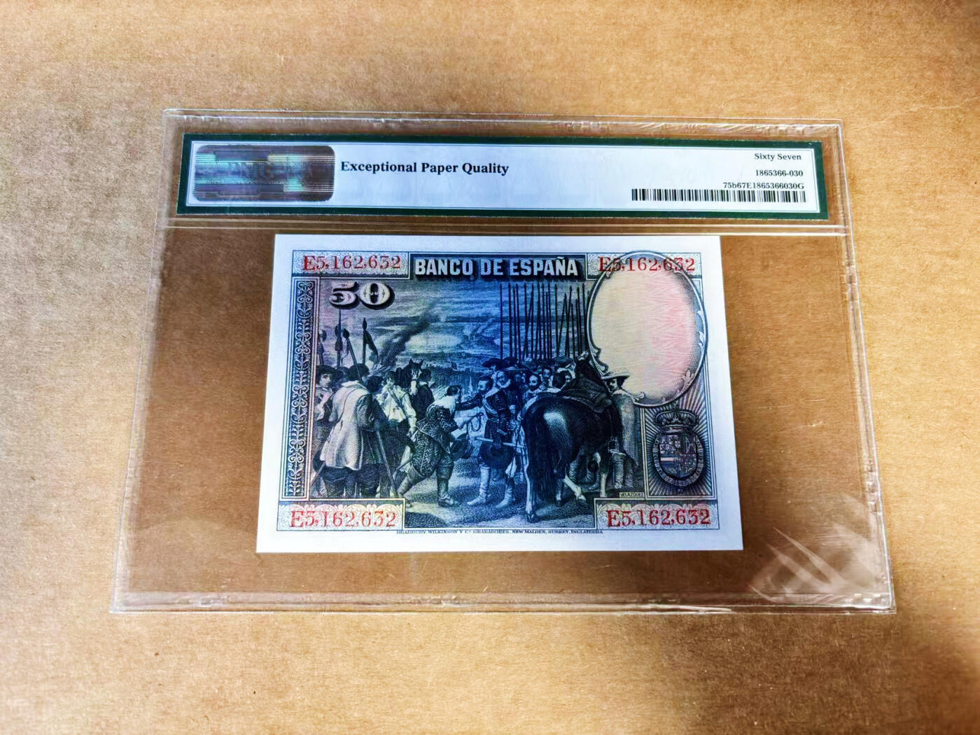 【Blue Auction】世界纸币精拍第732期——祝各位藏友国庆中秋假期快乐！ 【无47】西班牙 1928年50比塞塔   PMG67EPQ 