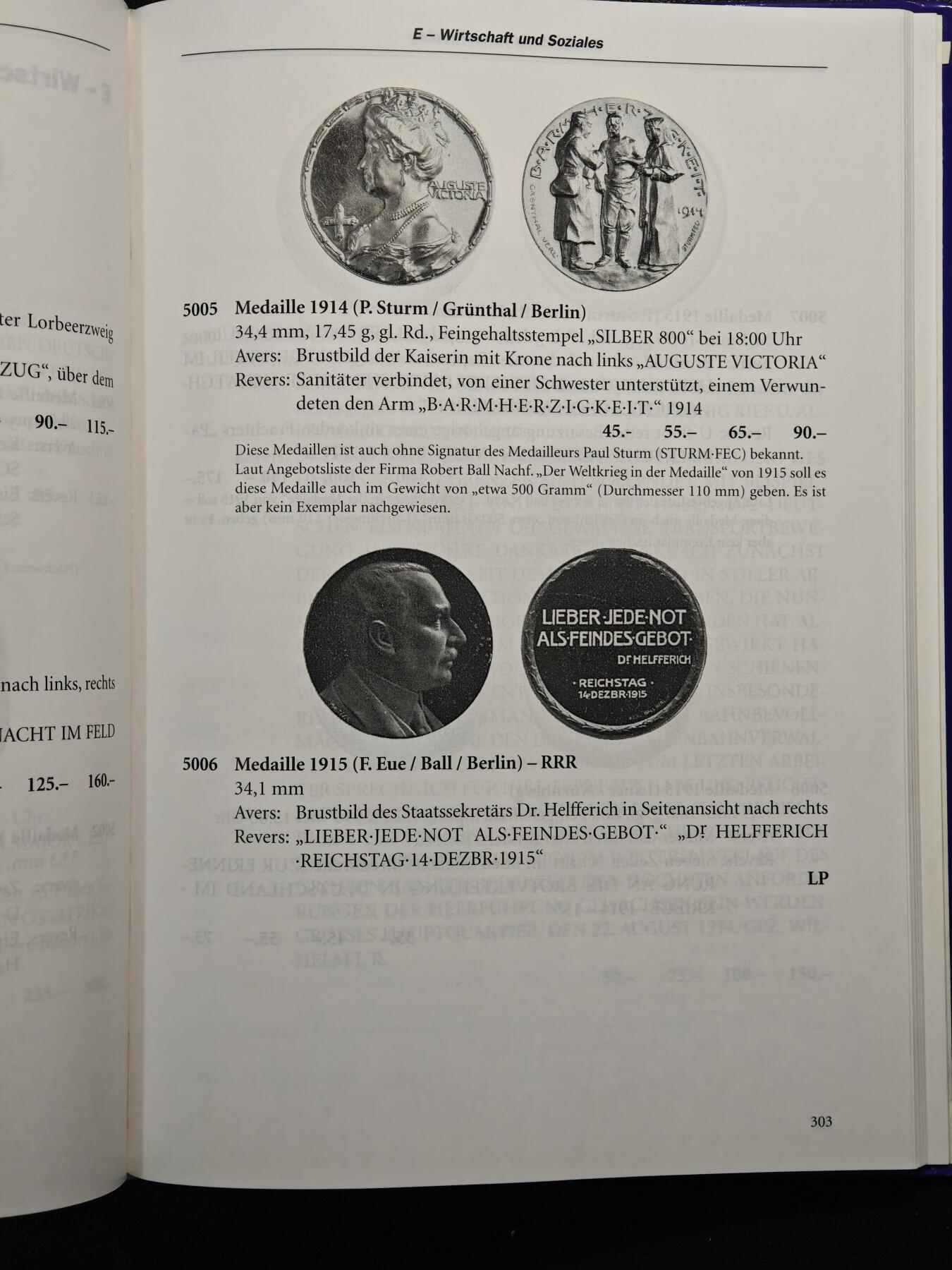 【德藏】世界币章拍卖第148期（拍品征集中~欢迎藏友联系） 97新  硬壳精装  德国一战银章目录 了解一战银章必备工具书 全书约384页