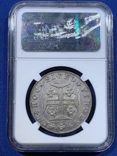 《竞宝斋》第423场 周日，周一，周二  3场连拍 （全场包邮） NGC MS62 葡萄牙1815年S400R银币，五彩包浆。