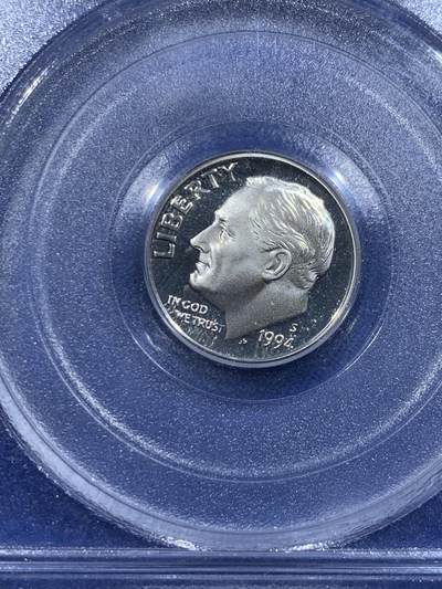 《竞宝斋》第423场 周日，周一，周二  3场连拍 （全场包邮） PCGS PR69DCAM 美国1994年罗斯福10C银币 高分早期盒子