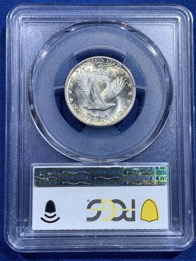 《竞宝斋》第423场 周日，周一，周二  3场连拍 （全场包邮） PCGS MS65 美国 1925年 25美分 站人 银币 经典站姿女神+飞鹰设计 高分 银光充沛 美系经典品种