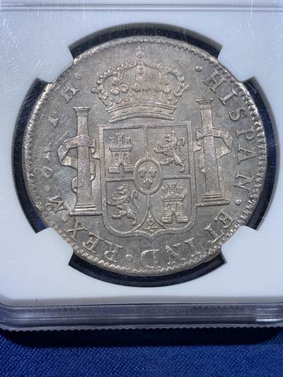 《竞宝斋》第423场 周日，周一，周二  3场连拍 （全场包邮） NGC UNCD 墨西哥1808年卡洛斯四世8里亚尔大银币 带转光 细节极佳 热门品种