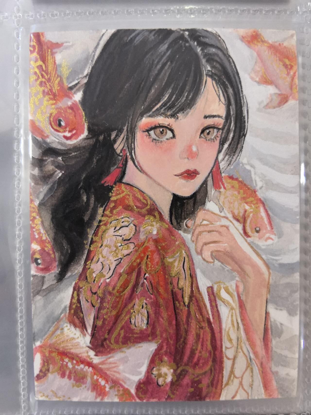 丫丫卡拍第8期（周二21点截止） 【手绘卡】锦鲤少女《仙贝》